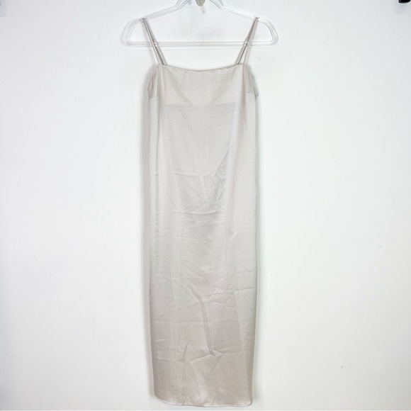 H&M OFF-WHITE SILKY SLEEVELESS MAXI TANK SLIP DRESS WOMENS SZ XS - Picture 2 of 6